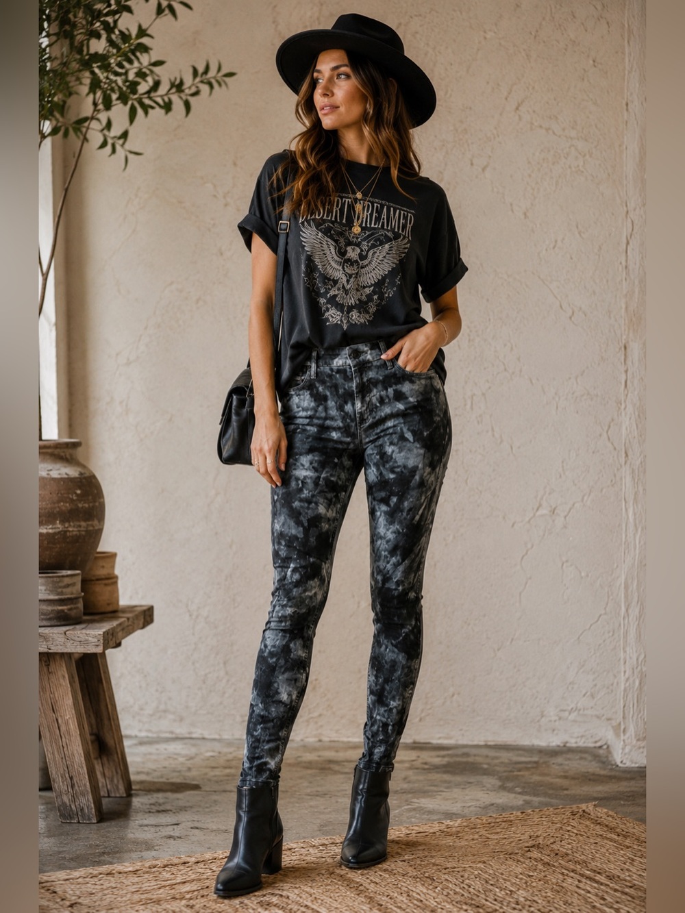MOTHER The Looker‎ Spontaneous Combustion Tie Dye Skinny Jeans Black Green